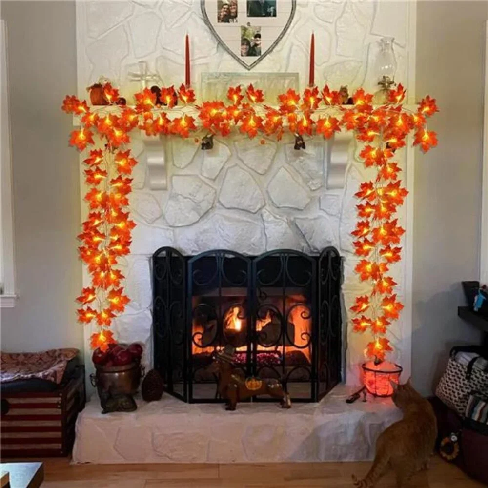 4 Pack Fall Decor Fall Garland with Lights Halloween Fall Decorations for Home
